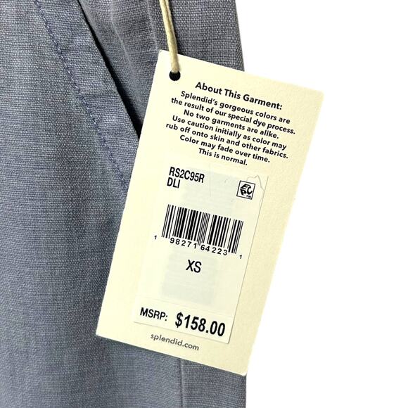 Splendid Angie Crop Wide Leg Pant NWT Women's Sz XS Light Blue Linen Breezy - Picture 5 of 9